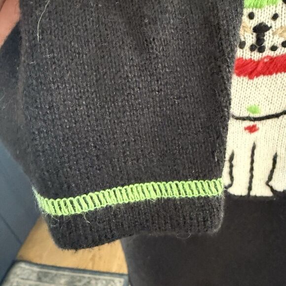 Quacker Factory SZ M Ugly Christmas Cat Snowman Sweater Scarf Embroidered Winter - Picture 9 of 13